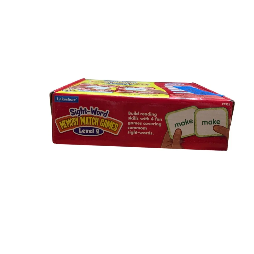 Lakeshore Sight-Word Memory Match Games Level 2 Kids Red Good Educational 4-in-1